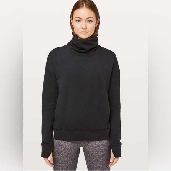 Lululemon Athletica Go Forward Cowl Neck Black Pullover Sweatshirt - Picture 1 of 10